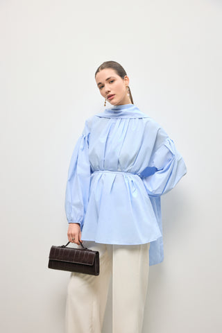 ŞALLI PİLELİ BLUZ