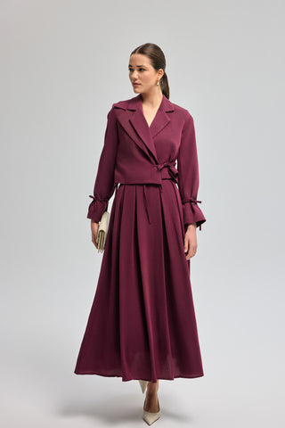Yaka Detaylı Kadın Etek Takım - Burgundy (1)